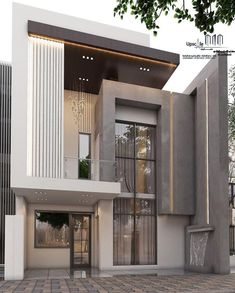 an architectural rendering of a modern house