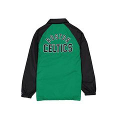 The Boston Celtics Game Day Jacket features an embroidered Celtics logo at the left chest with a matching twill applique team wordmark at the rear.Fabric: 100% Nylon Sporty Embroidered Graphics Outerwear For Streetwear, Sporty Streetwear Outerwear With Embroidered Graphics, Sporty Embroidered Outerwear For Streetwear, Sporty Green Outerwear With Embroidered Logo, Sporty Hooded Outerwear With Letter Embroidery, Fall Sports Outerwear With Logo Patch, Sports Outerwear With Logo Patch For Fall, Green Embroidered Logo Outerwear For Streetwear, Sporty Cotton Outerwear With Embroidered Graphics