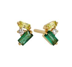 Add a touch of elegance with our RINA STUD earrings. Made with small emerald studs, these hypoallergenic earrings are crafted with 18k goldfill for a luxurious look and feel. Perfect for everyday wear, these earrings will elevate any outfit without irritating your skin Dainty Gold Plated Earrings For May Birthstone, Green Gold Plated Earrings Fine Jewelry, Chic Green Earrings For Gift, Dainty Gold Emerald Earrings, Dainty Gold Earrings With Emerald, Emerald Studs, Hypoallergenic Earrings, Your Skin, Emerald