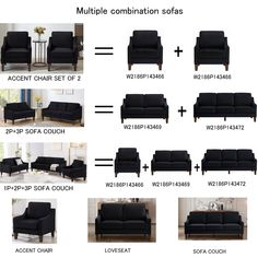 the different types of sofas and loveseats are shown in this diagram below