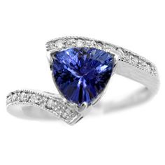 155ct AAA Trilliant Tanzanite & Diamond by DiamondCANDYcom on Etsy Formal Tanzanite Trillion Cut Ring, Trillion Cut Tanzanite White Gold Jewelry, Trillion Cut Tanzanite Jewelry In White Gold, Elegant Tanzanite Trillion Cut Rings, Tanzanite Engagement Ring, Tanzanite Jewelry, Ring Settings, Tanzanite Diamond, Gold Cocktail Ring