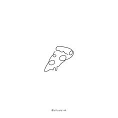 a single piece of pizza is shown in the middle of a line art drawing style