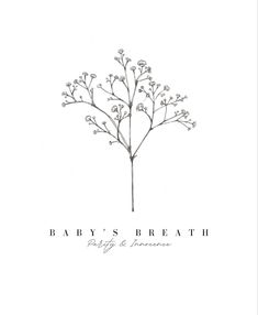 the logo for baby's breath is shown in black and white, with flowers on it