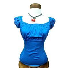 GGR Pinup Peasant Top in Solid Turquoise Blue-Blouse-Glitz Glam and Rebellion GGR Pinup, Retro, and Rockabilly Fashions Turquoise Clothes, Pedal Pushers, Pin Up Outfits, Glitz And Glam, Peasant Top, Peasant Blouse, Peasant Tops, Turquoise Color, Circle Skirt