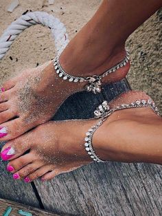 Silver Ankle Bracelet, Tassel Sandals, Leg Chain