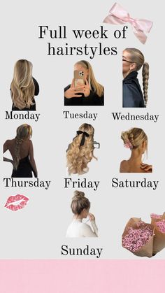 Week Of Hairstyles, Cute Simple Hairstyles, Types Of Hair, Hair Tips Video, Peinados Fáciles Para Cabello Corto