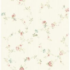 a wallpaper with flowers and vines on the bottom half of it, in pastel colors