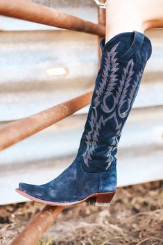 Mayra Old Gringo Boots- Blue Suede Navy Blue Cowboy Boots, Blue Cowboy Boots, Tall Western Boot, Blue Suede Boots, Denim And Diamonds, Cowboy Outfits, Western Outfits Women, Blue Boots, Coastal Cowgirl