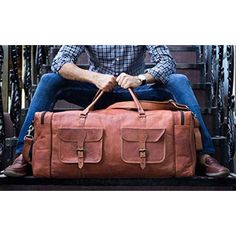 32 inch duffel bags for men holdall leather travel bag overnight gym sports weekend bag Color: Brown. Leather Holdall, Large Travel Bag, Leather Duffel Bag, Leather Weekender Bag, Leather Duffel, Leather Weekender, Leather Duffle Bag, Leather Travel Bag, Camping Bag