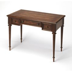 an old wooden desk with two drawers on one side and three smaller drawers on the other