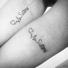 two people with matching tattoos on their arms that say i love my sister and sisters