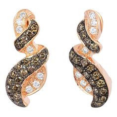 LeVian 14K Rose Gold Round Chocolate Brown Diamonds Beautiful Fancy Earrings Luxury Brown Diamond Jewelry, Chocolate Diamond Earrings, Levian Chocolate Diamonds, Brown Diamonds, Chocolate Diamonds, Fancy Earrings, Le Vian, Ear Candy, Brown Diamond