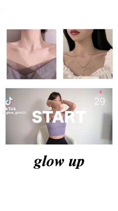 an advertisement for a women's bra top that says, start glow up