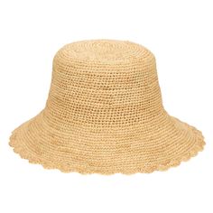 Sand Dollar - Hand Crochet Bucket Hat with Scalloped Brim (RHM6216)-BUCKET-San Diego Hat Company Crocheted Bucket Hat, San Diego Hat, Crochet Bucket, Crochet Bucket Hat, Natural Design, Sand Dollar, Earmuffs, Nature Design, Natural Material