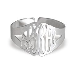 Your monogram is cut out of this sterling silver monogrammed cuff bracelet