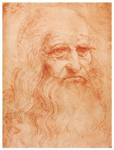 an old man's head with long hair and beard is shown in this drawing