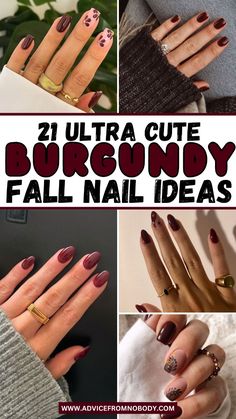 Elevate your fall manicure with these dark burgundy nails. This collection of 19 burgundy nail designs offers a variety of styles, from burgundy nails with gold foil to burgundy swirl nails. Perfect for the autumn season, these burgundy nail ideas will keep you looking chic and stylish. Whether you love burgundy almond nails or burgundy marble nails, these designs are sure to inspire your next manicure. Get ready to embrace the beauty of fall with these stunning burgundy nails fall looks. Black And Burgundy French Tip Nails, Fall Nail Designs Wine Color, Maroon And Mauve Nails, Burgundy Dip Powder Nails Short, Fall Nails 2023 Burgundy, Brick Red Nails Design, Fall Nail Burgundy, November Nails Burgundy, Red Nails Fall Design