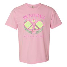 The Pickleball Social Club T-Shirt, must-have t-shirt to your pickleball collection and join the exclusive community of pickleball players who proudly wear the Pickleball Social Club T-Shirt. 6.1 oz./yd², 100% ringspun cotton, 20 singles Garment-dyed soft ring spun fabric Boxy fit, slightly cropped Topstitched, classic width, collar Taped neck and shoulders Twill label Sporty T-shirt For Pickleball In Summer, Sporty T-shirt For Summer Pickleball, Pickleball Graphic Tee With Screen Print, Sporty Short Sleeve T-shirt For Pickleball, United Monograms, Lilly Inspired, Long Sleeve Baseball Tee, Matching Sets Outfit, Comfort Colors Sweatshirt