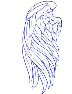 the outline of an angel's wings is shown in blue ink on a white background