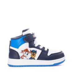 Your child will be on a roll with Character Paw Patrol High Top Toddler Sneakers Chase and Marshall! The cherished characters aren't the only part of these shoes your kid will love, as they both lace up and have a hook-and-loop closure to fit their feet snugly. Plus, with their perforated toe box, your tot's feet will stay dry all day. Lace-up. Hook-and-loop. Features Chase and Marshall from Paw Patrol on side. Perforated toe box. Playful Low-top Sneakers For Play, Cartoon Sneakers With Rubber Sole And Round Toe, Blue Scratch-resistant Lace-up Sneakers, White Scratch-resistant Sneakers For Playtime, Playful Sneakers With Rubber Sole And Synthetic Material, Playful Synthetic Sneakers With Rubber Sole, Non-slip High-top Sneakers For Playtime, Non-slip Round Toe Sneakers For Play, Synthetic Round Toe Sneakers For Playtime