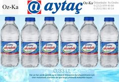 four bottles of water are shown with the same price label as well as an advertise