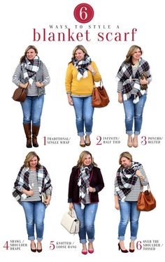 Style A Blanket Scarf, Blanket Scarf Outfit, Scarf Outfits, How To Wear A Blanket Scarf, Mode Tips, Ways To Wear A Scarf, Look Plus Size, How To Wear A Scarf, Outfits Classy