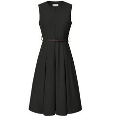 This dress can be a perfect addition to almost any outfit from formal to daily wear, great for work, meetings, offices, businesses, work, parties, cocktails, weddings, casual, everyday dressing, etc. It exudes professionalism and sophistication, helping you make a strong impression in any business setting. Pair with high heels for a chic office look. Comfortable and versatile, this sleeveless dress is perfect on its own or as a layer under a blazer. Chic A-line Dress For Business Casual, Tailored A-line Midi Dress For Work, Black A-line Dress For Office Wear, Fitted Sleeveless Dress For Summer Workwear, Chic Tailored Sleeveless Dress, Elegant Sleeveless Dress For Spring Semi-formal, Chic A-line Sleeveless Dress For Formal Occasions, Belted Office Lady Dresses For Office Wear, Tailored Sleeveless Business Dress