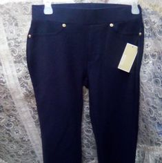 Michael Kors Stretch Blue Leggings Pants True Navy. New With Tag. Size S. Elastic Waist. Please See The Pictures For Complete Information. Michael Kors Fitted Casual Bottoms, Fitted Michael Kors Casual Bottoms, Corduroy Leggings, White Pants Women, Black And White Pants, Black Leather Leggings, Vegan Leather Leggings, Animal Print Leggings, Floral Print Pants