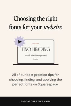 the front page of a website with text that reads choosing the right font for your website