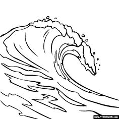 a black and white drawing of a wave