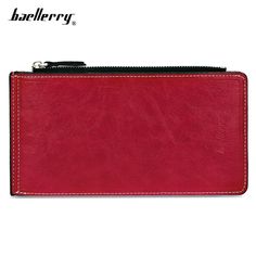 Baellerry Solid Color Zipper Hasp Design Vertical Thin Long Wallet for Men Women - Red - 2J87596217 - Bags, Women's Bags, Women's Wallets  #WomensWallets #Bags # #Women's #Bags # #Women's #Wallets Women's Wallets, Wallet For Men, Cozy Feeling, Women Bags Fashion, Lovers And Friends, Color Khaki, Leather Fabric, Long Wallet, Women's Bags