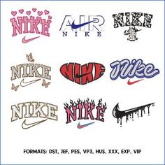 Machine Embroidery Designs For Sweatshirts, Nike Symbol Embroidery, Nike Drawings Art, Embroidery Nike Designs, Embroidery Designs For Machines, Nike Embroidery Design Download, Nike By You, Nike Design Graphic, Nike Patches