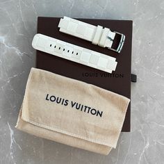 Condition: Gently Worn With Light Wear/Discoloration (Comes With Box And Dustbag). Damier Rubber Stainless Steel Ardillon Buckle Compatible With All The Tambour, Tambour Slim, Tambour Moon And Tambour Horizon Watches. Swiss Made Louis Vuitton White, Slim Watches, Louis Vuitton Accessories, Swiss Made, Watch Band, Accessories Watches, Watch Bands, Color White, Louis Vuitton