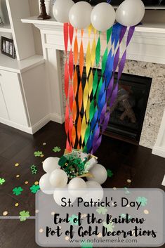 a st patrick's day party with balloons and streamers