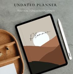 a tablet with the word planner next to it