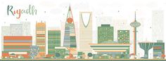 an illustrated cityscape with the name rupah in orange and green, surrounded by tall buildings