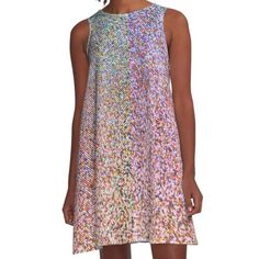 Loose-fit, mid-length sleeveless dress with silky handfeel. Printed on both sides. Machine washable. Size range XS-2XL. Rainbow metallic party artwork design. Spring Party Sleeveless Printed Dress, Multicolor Printed Sleeveless Party Dress, Sleeveless Multicolor Print Party Dress, Multicolor Abstract Print Dress For Parties, Multicolor Print Sleeveless Mini Dress For Party, Sleeveless Multicolor Print Mini Dress For Party, Party Dress With Multicolor Abstract Print, Party Dresses In Multicolor Abstract Print, Multicolor Abstract Print Party Dress