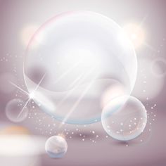 an abstract background with soap bubbles and sparkles in the air, on a soft purple hued backdrop