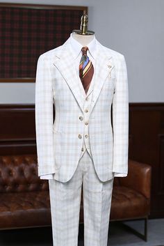 Buy Alfred Fashion White Plaid 3 Pieces Notched Lapel Slim Fit Suit for men from allaboutsuit. Huge collection of Notched Lapel Single Breasted men's suit sets at low offer price & discounts, free shipping & custom made. Order Now. Semi-formal Custom Fit Single Breasted Sets, Semi-formal Single Breasted Custom Fit Set, Fitted White Suit, Tailored White Single-breasted Three-piece Suit, Tailored White Business Sets, White Single-breasted Three-piece Suit For Business, Long Red Evening Dress, Simple Wedding Dress Short, White Wedding Suit