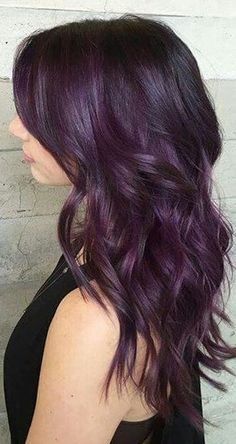 Dark Purple Hair Color, Hair Color Plum, Dark Purple Hair, Brown Hair Shades, Plum Hair, Colour Hair, Thick Wavy Hair, Violet Hair, Hair Things