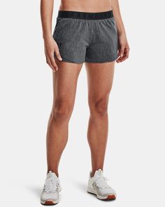 Soft, lightweight knit construction delivers superior comfort & breathability|Material wicks sweat & dries really fast|Anti-pill/anti-pick finish adds extra durability|Updated exposed elastic printed waistband|Convenient side hand pockets|Curved hem for a more flattering silhouette Sporty Cotton Running Shorts, Cotton Running Shorts In Athleisure Style, Cotton Athleisure Running Shorts, Under Armour Athleisure Gym Shorts, Cotton Activewear For Running, Cotton Sporty Athletic Shorts For Running, Sporty Cotton Athletic Shorts For Running, Casual Gray Sweat-resistant Bottoms, Under Armour Running Shorts Athleisure Style