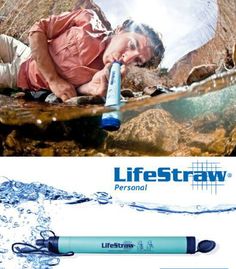 an advertisement for lifestraw with a man in the water