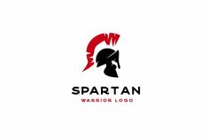 spartan warrior logo design with red and black colors on the head, suitable to be used for