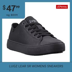 Looking for a fresh and clean low-profile work sneaker? We've got you covered with the women's slip resistant Lear, your new favorite fashion and work ready sneaker.Features: ComfortClosure Type: Lace-UpUpper/Outer Base Material: 100% CanvasShoe Lining Material: SyntheticSole Material Content: 100% RubberCountry of Origin: Imported Work Sneakers, Canvas Shoes, Sneakers Black, Womens Sneakers, Athletic Shoes, Shoes Sneakers, Lace Up, Sneakers, Lace