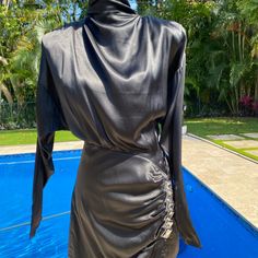 Stunning Alessandra Rich Crystal Embellished Silk Satin Mini Dress Finish In Silk & Satin. Beautifully Tailored With Exquisite Detail And Super Flattering. Size 42/S/M. Looks Almost Like A Soft Leather. The Dress Has Been Seen On Rhobh And The Red Carpet. This Dress Was Worn For A Photo Shoot & Is Pristine. Retailed At $2499. Alessandra Rich Dresses, Rich Dresses, Alessandra Rich, Satin Mini Dress, The Red Carpet, Silk Satin, Soft Leather, Black Silver, Photo Shoot