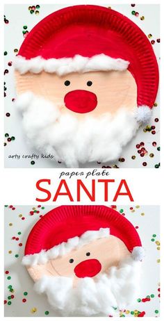 santa paper plate craft for kids that is easy to make and looks great on the table