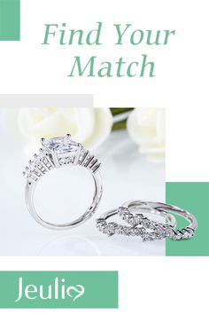 Bling Bling Premium Artisan Jewelry. Find Your Match at Jeulia.com  #JeuliaJewelry Bridal Sets With Prong Setting As Gift, Find Your Match, Sterling Silver Rings Set, Silver Ring Set, Radiant Cut, Elegant Ring, Bridal Sets, Bling Bling, Quality Jewelry