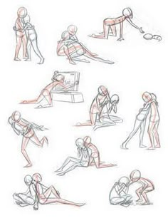 a drawing of people doing different poses