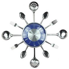 a clock that has spoons and forks on it