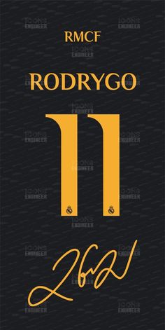 a black and yellow poster with the number 11 on it's back side, in gold